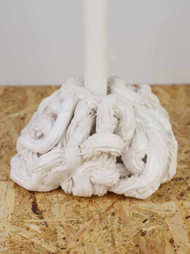 Candleholder "Extruded " Big pile of clay in white