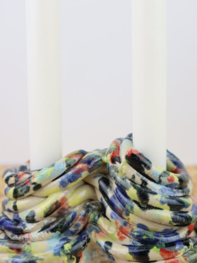 Extruded candle holder- multi color- romantic duo