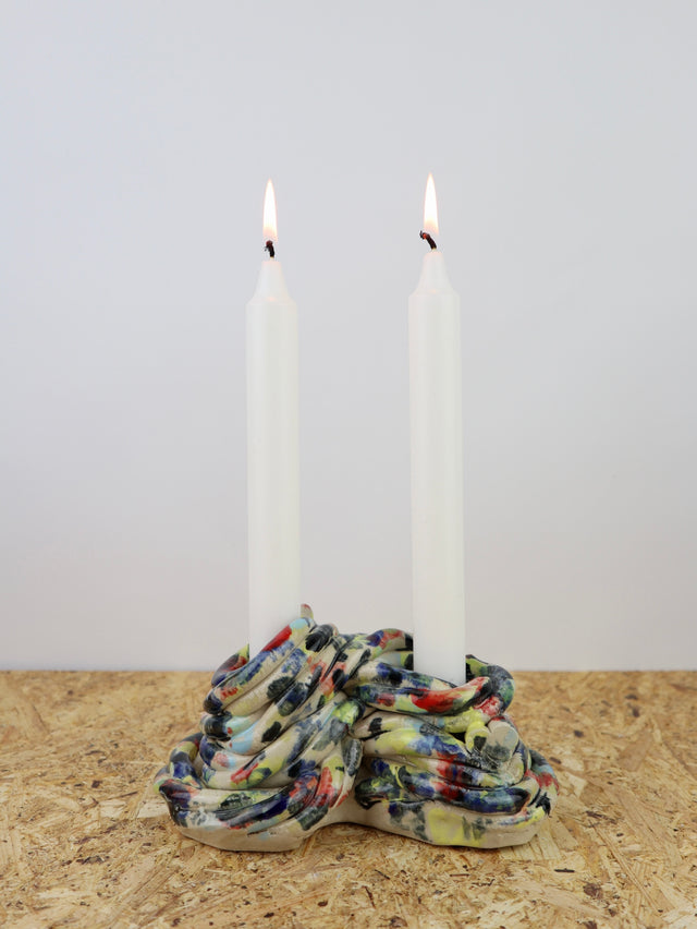 Extruded candle holder- multi color- romantic duo