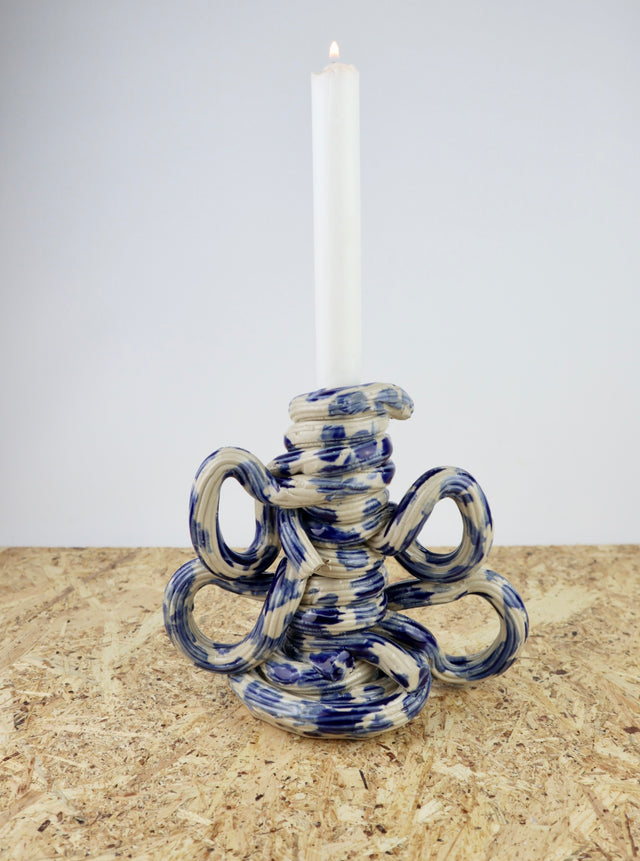 Extruded candle holder- Blue drip - nr.06