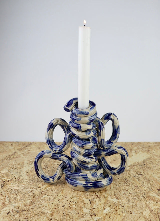 Extruded candle holder- Blue drip - nr.06