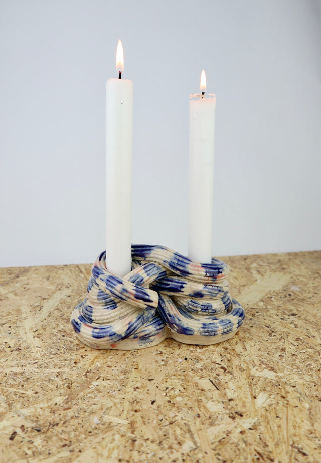 Extruded candle holder- Blue & pink romantic duo