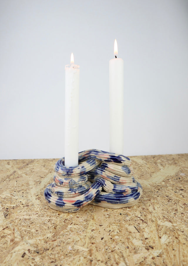 Extruded candle holder- Blue & pink romantic duo