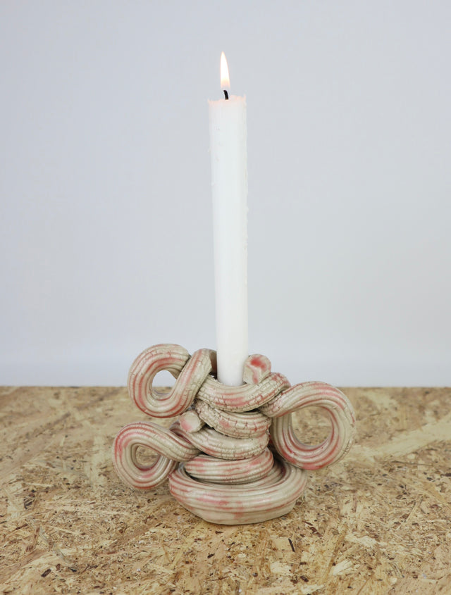 Extruded candle holder- pink drip - nr.05