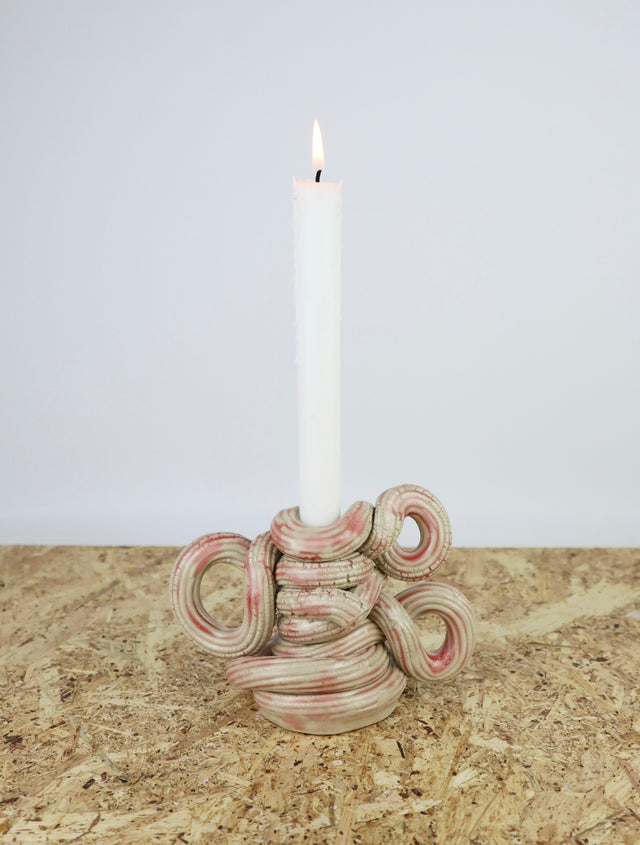 Extruded candle holder- pink drip - nr.05