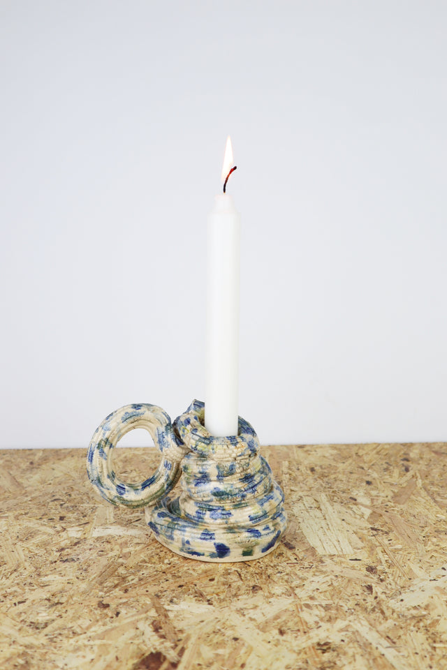 Extruded candleholder - Blue & green & more dots- bigger version