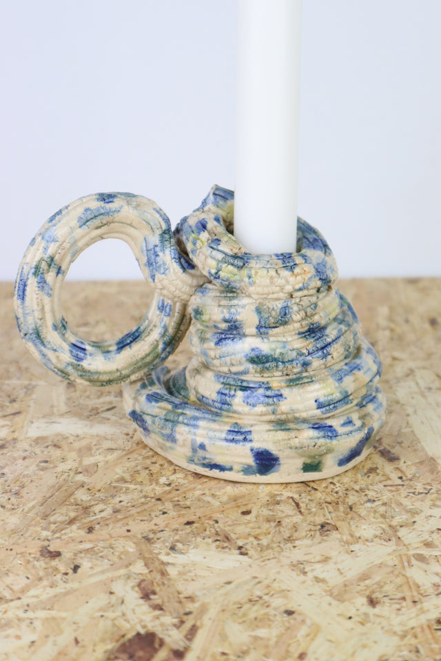 Extruded candleholder - Blue & green & more dots- bigger version
