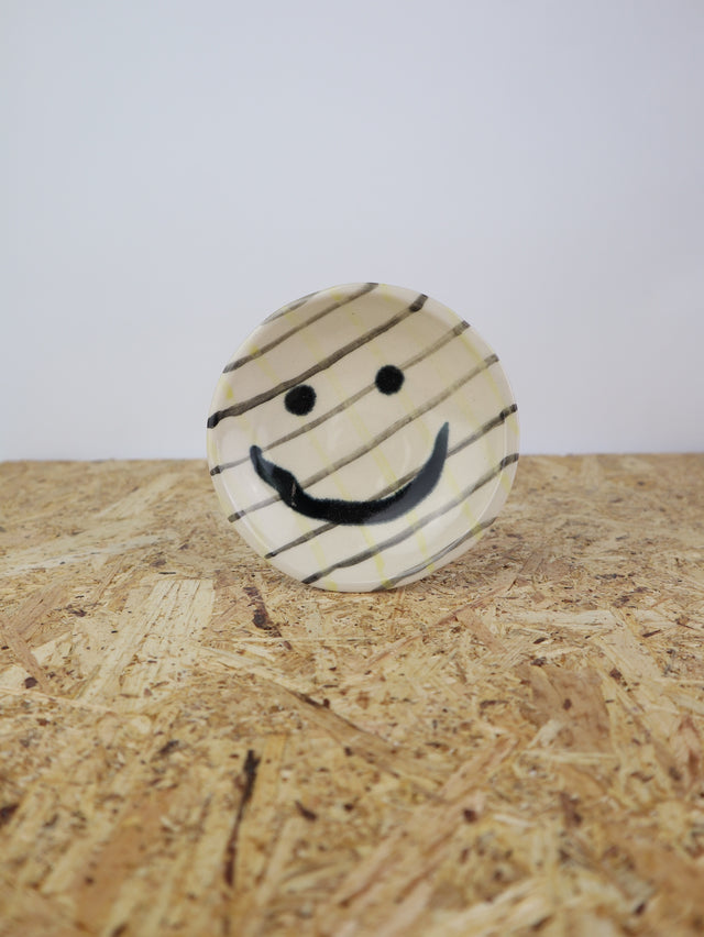Medium - You are funny trinket bowl - black & yellow grid