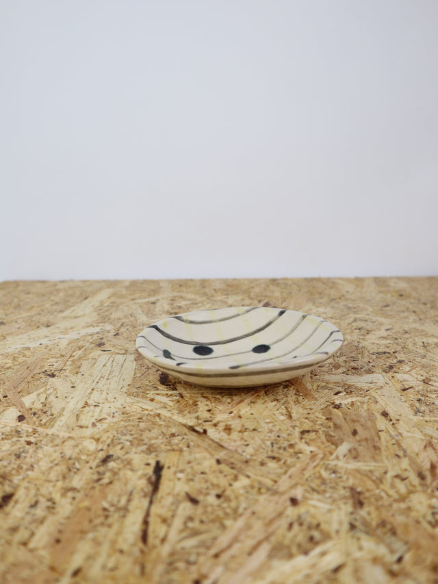Medium - You are funny trinket bowl - black & yellow grid