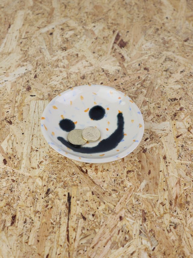 Medium - You are funny trinket bowl - blue and orange dots