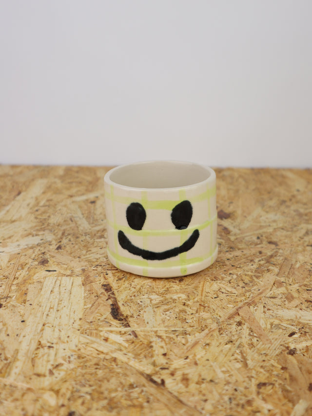 You are funny cup in bright green grid