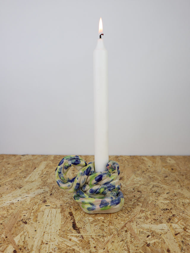 Extruded candle holder- mainly blue and green - nr.03