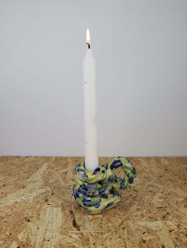 Extruded candle holder- mainly blue and green - nr.03