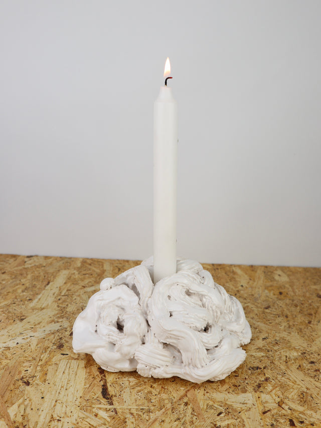 Candleholder "Extruded " Big pile of clay in white