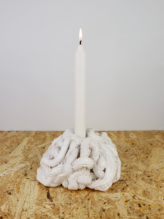 Candleholder "Extruded " Big pile of clay in white