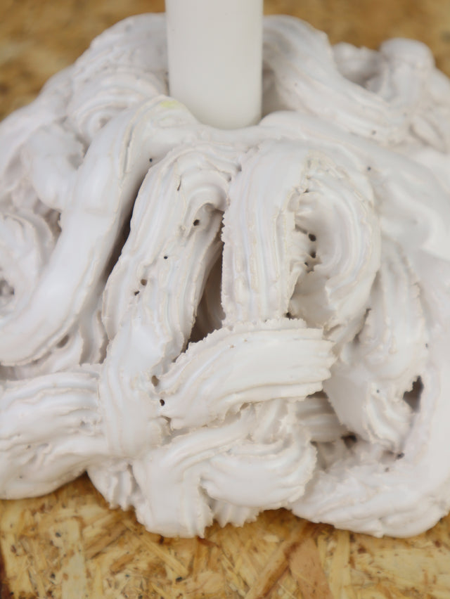 Candleholder "Extruded " Big pile of clay in white