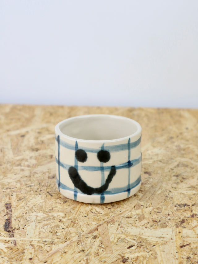 You are funny cup in blue blue blue grid