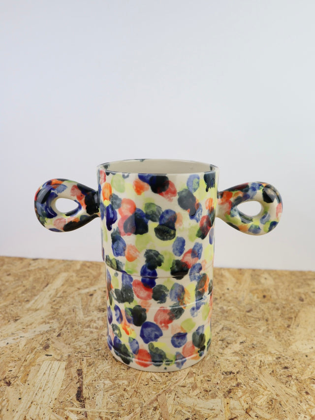 Dialog vase in multi BIG dot