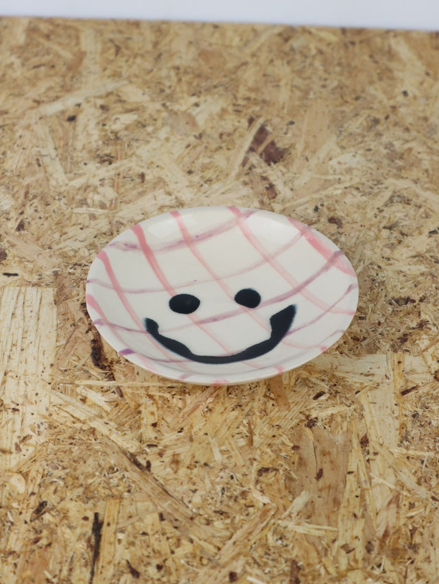 Medium - You are funny trinket bowl -pink purple grid