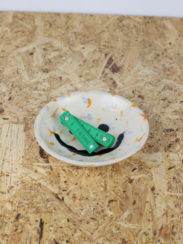 Medium - You are funny trinket bowl -in light blue and orange dots