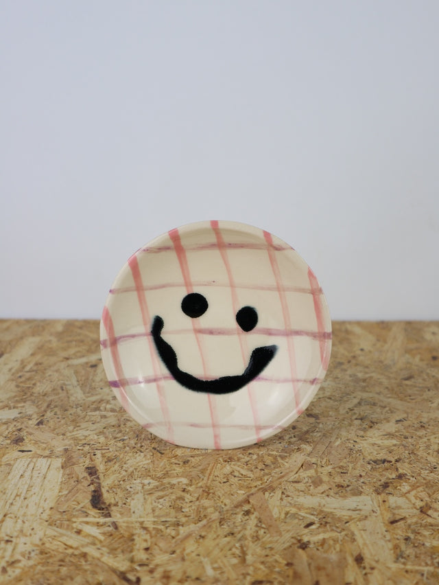 Medium - You are funny trinket bowl -pink purple grid