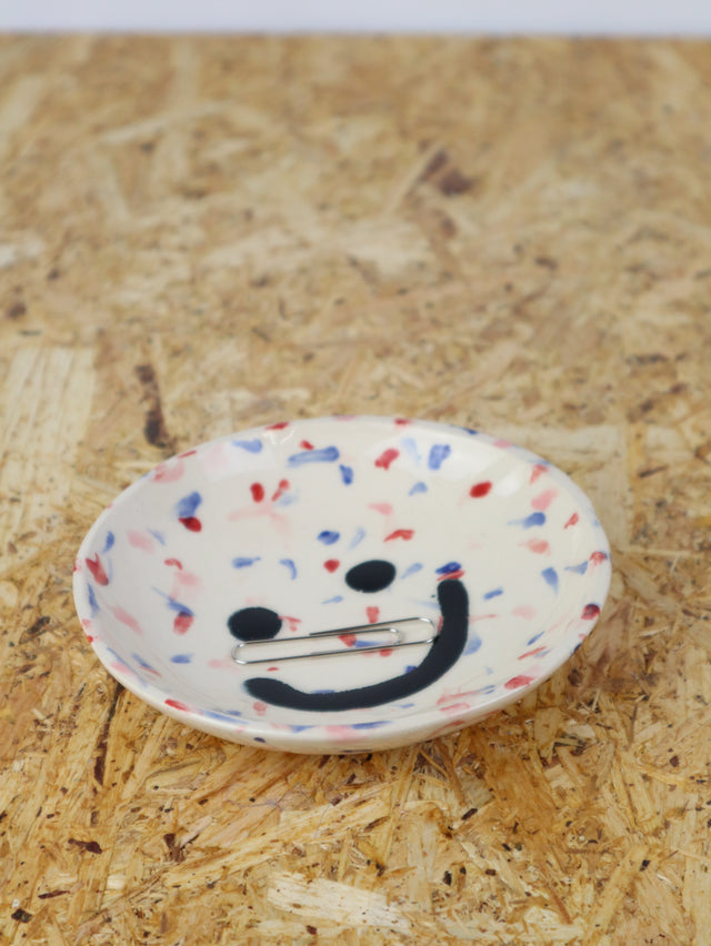 Medium - You are funny trinket bowl -in blue, red & pink dots
