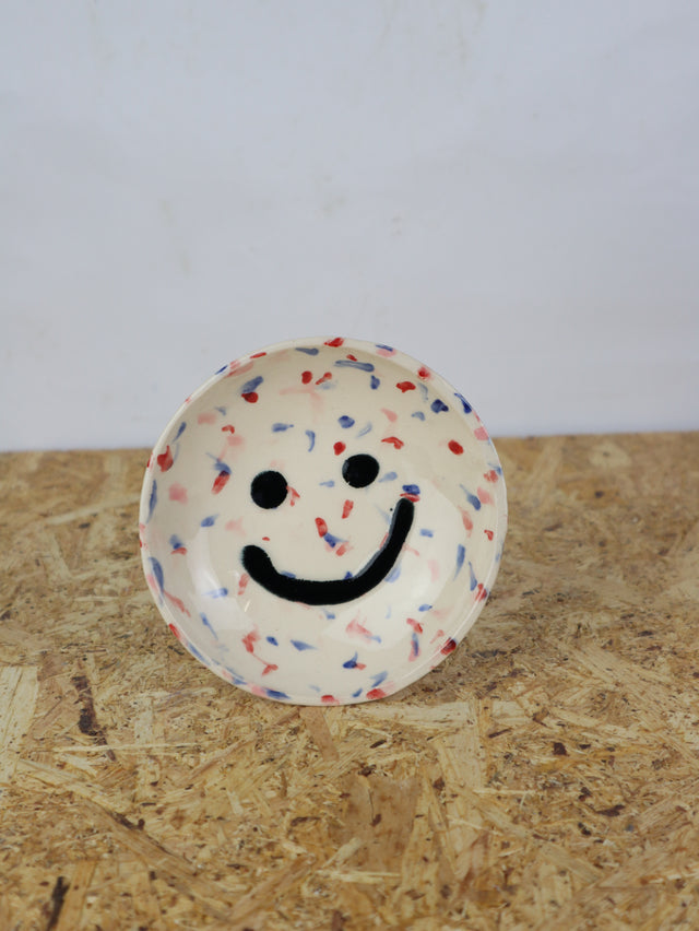 Medium - You are funny trinket bowl -in blue, red & pink dots