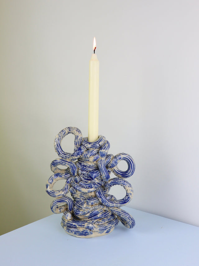 BIG Extruded candle holder- Blue moon drip - nr.08