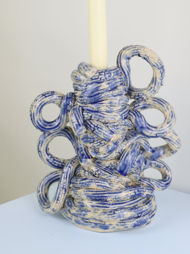 BIG Extruded candle holder- Blue moon drip - nr.08