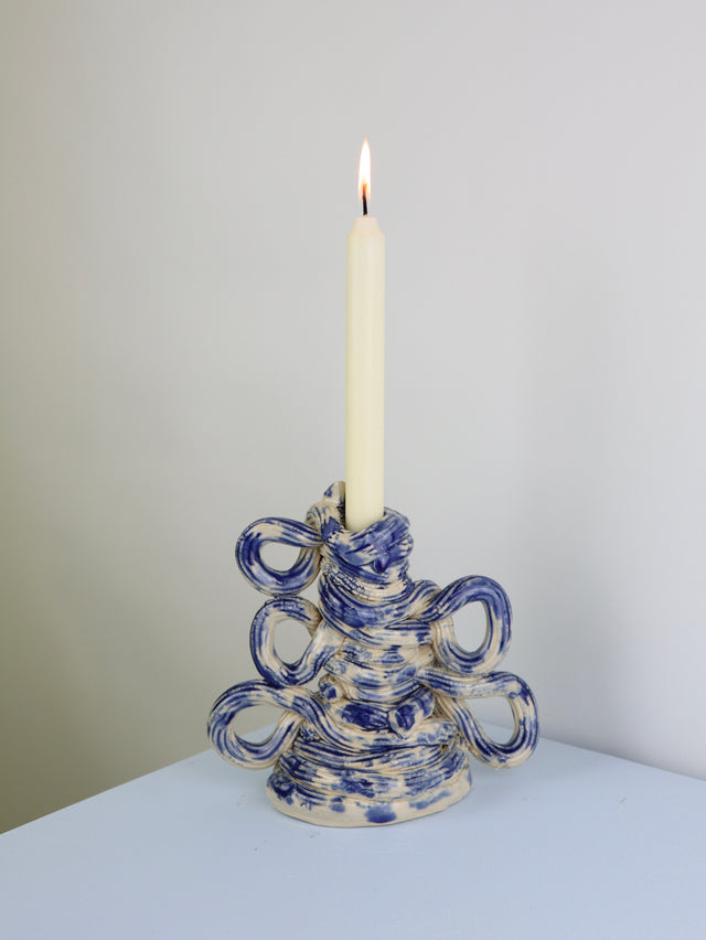BIG Extruded candle holder- Blue moon drip - nr.07