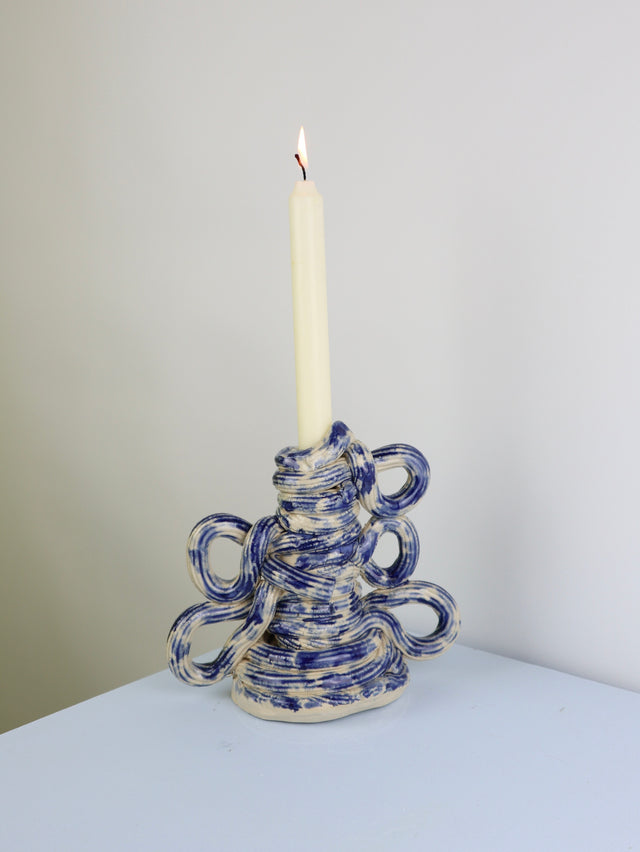 BIG Extruded candle holder- Blue moon drip - nr.07