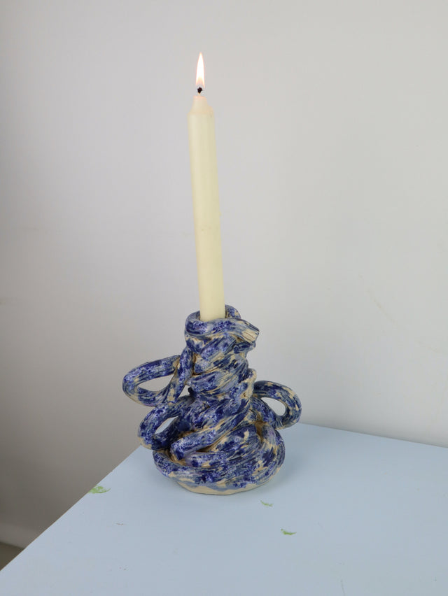 Extruded candle holder- Blue, blue splash & hint of lavender - nr.06