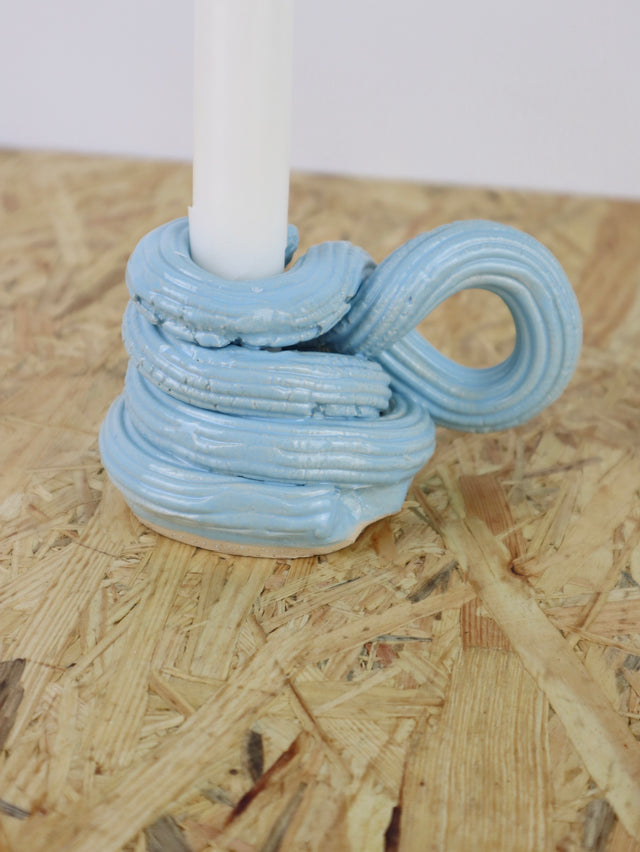 Extruded candle holder- light blue & maroon - nr.03