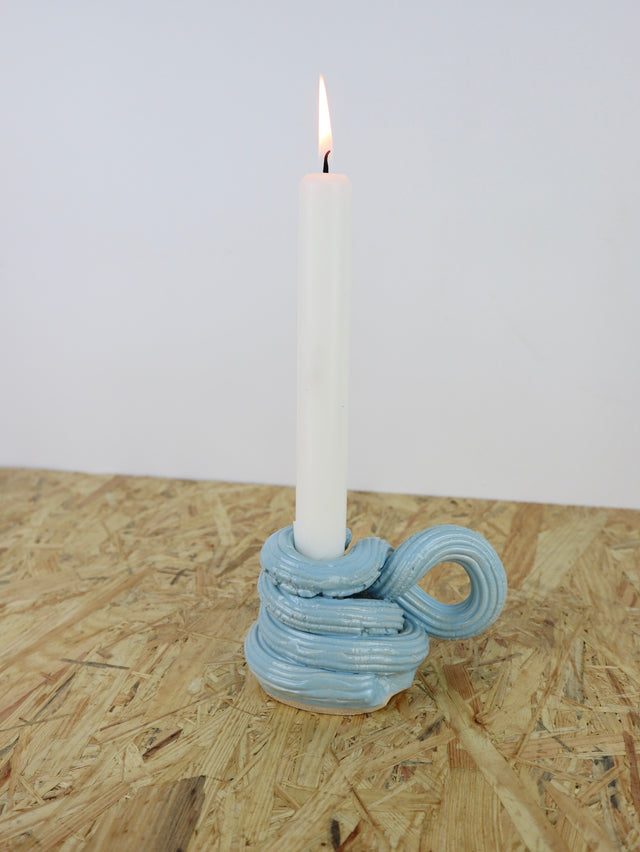 Extruded candle holder- light blue & maroon - nr.03