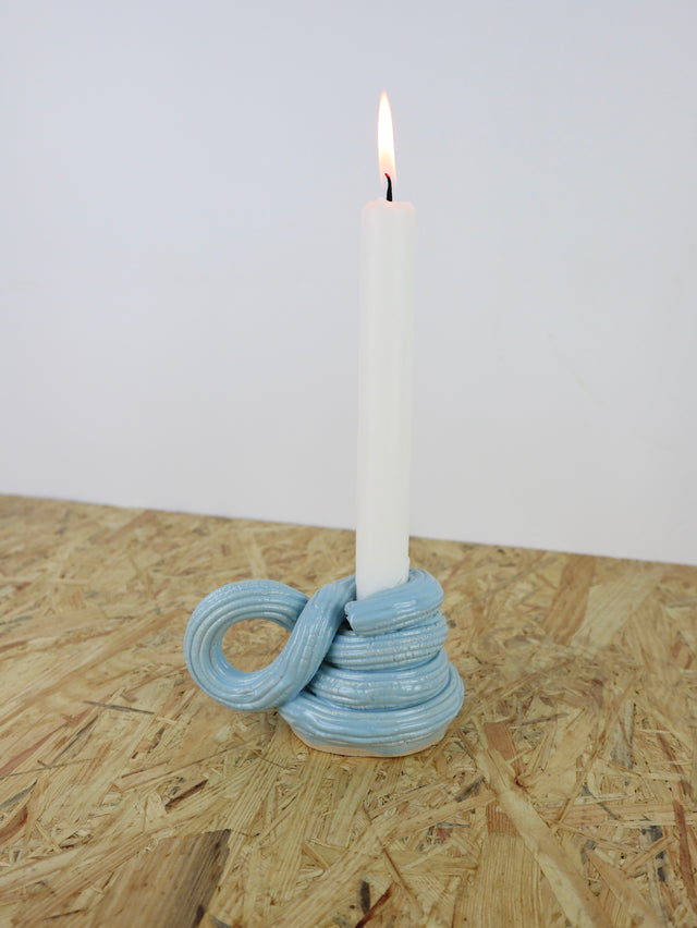 Extruded candle holder- light blue & maroon - nr.03