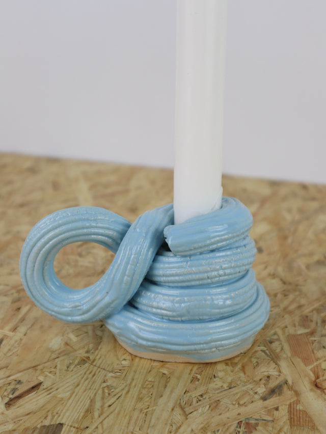 Extruded candle holder- light blue & maroon - nr.03