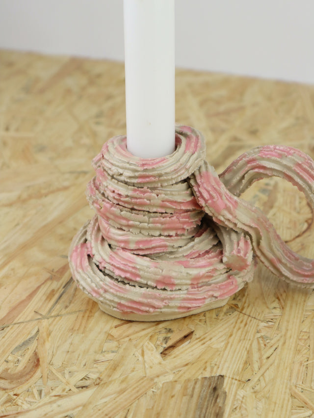 Extruded candle holder-pink drip - nr.03