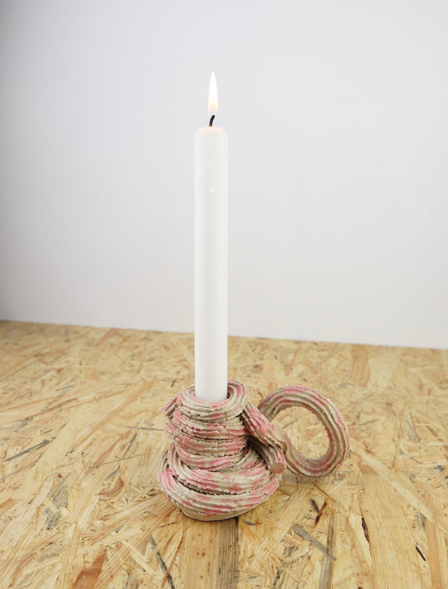 Extruded candle holder-pink drip - nr.03