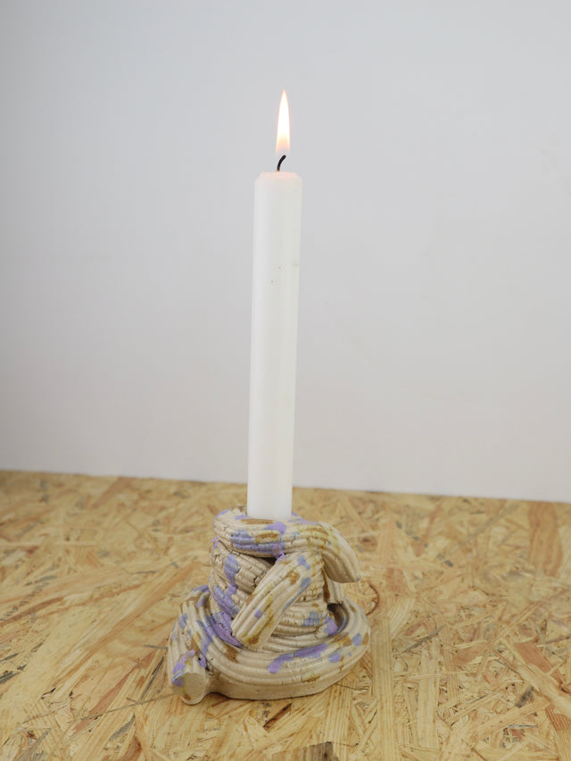 Extruded candle holder- lavender and latte - nr.02