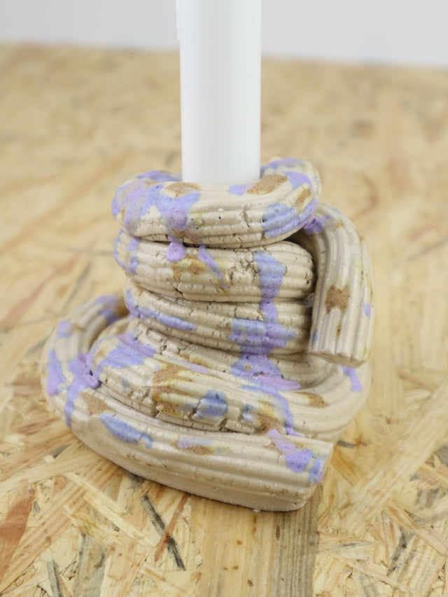 Extruded candle holder- lavender and latte - nr.02