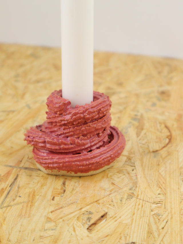 Extruded candle holder- Raspberry hue - nr.01