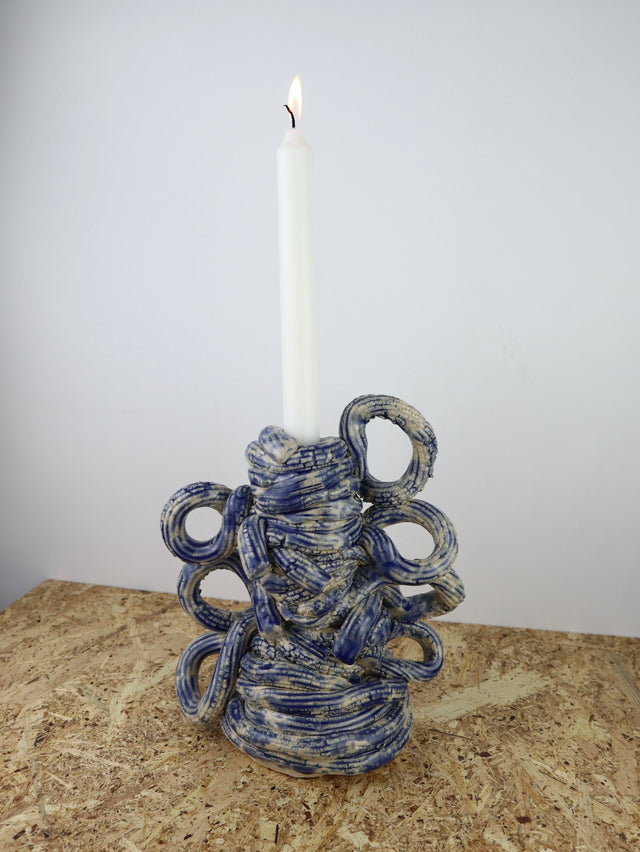 BIG Extruded candle holder- Blue moon drip - nr.08