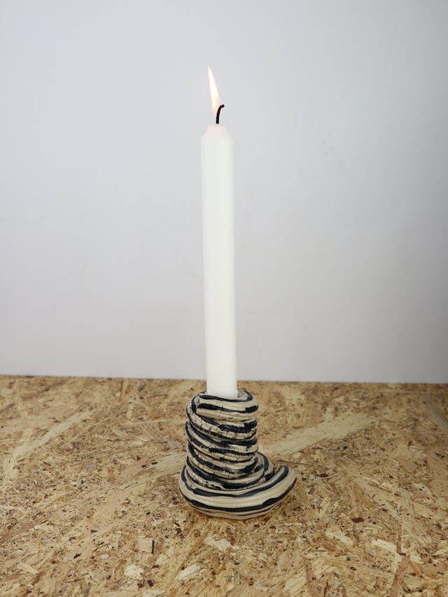 Extruded candle holder- black stripes- nr.02