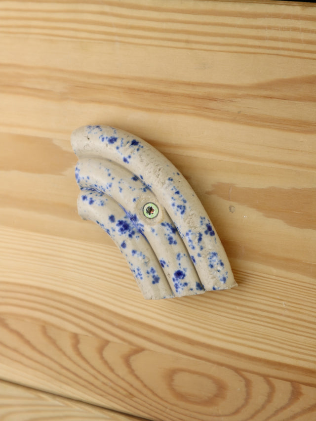 "Blue speckled drip" Decorative stoneware handle