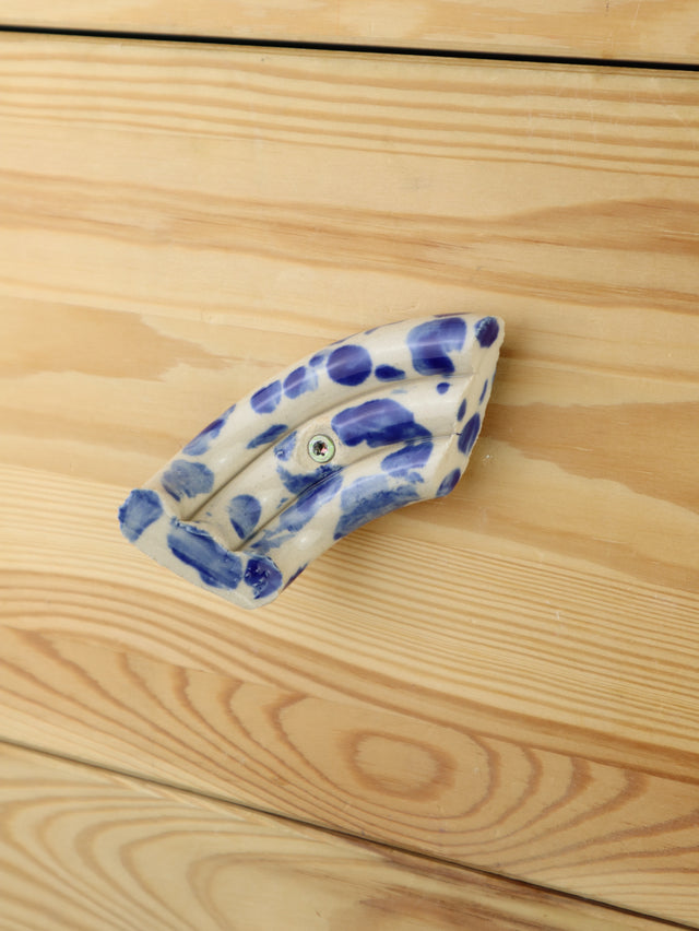 "Blue drip" Decorative stoneware handle