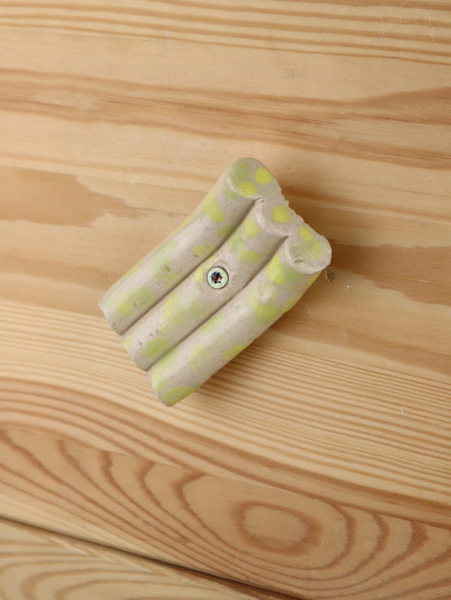 "Light green & yellow drip" Decorative stoneware handle