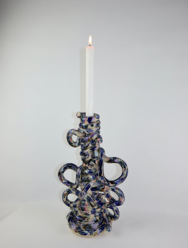 BIG- Solo Show- Extruded candle holder- multi color drip