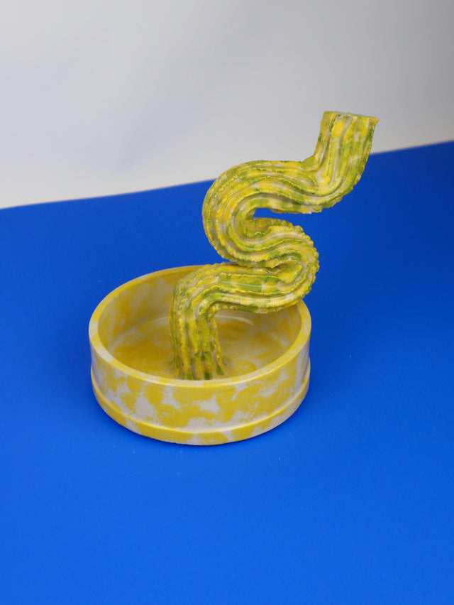 "Green banana on lemon merengue" medium vessel